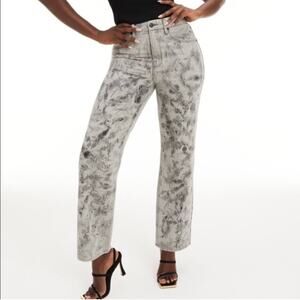 Good American 90s Marbled Gray High Rise Straight Goth Punk Jean W-816 Size 10